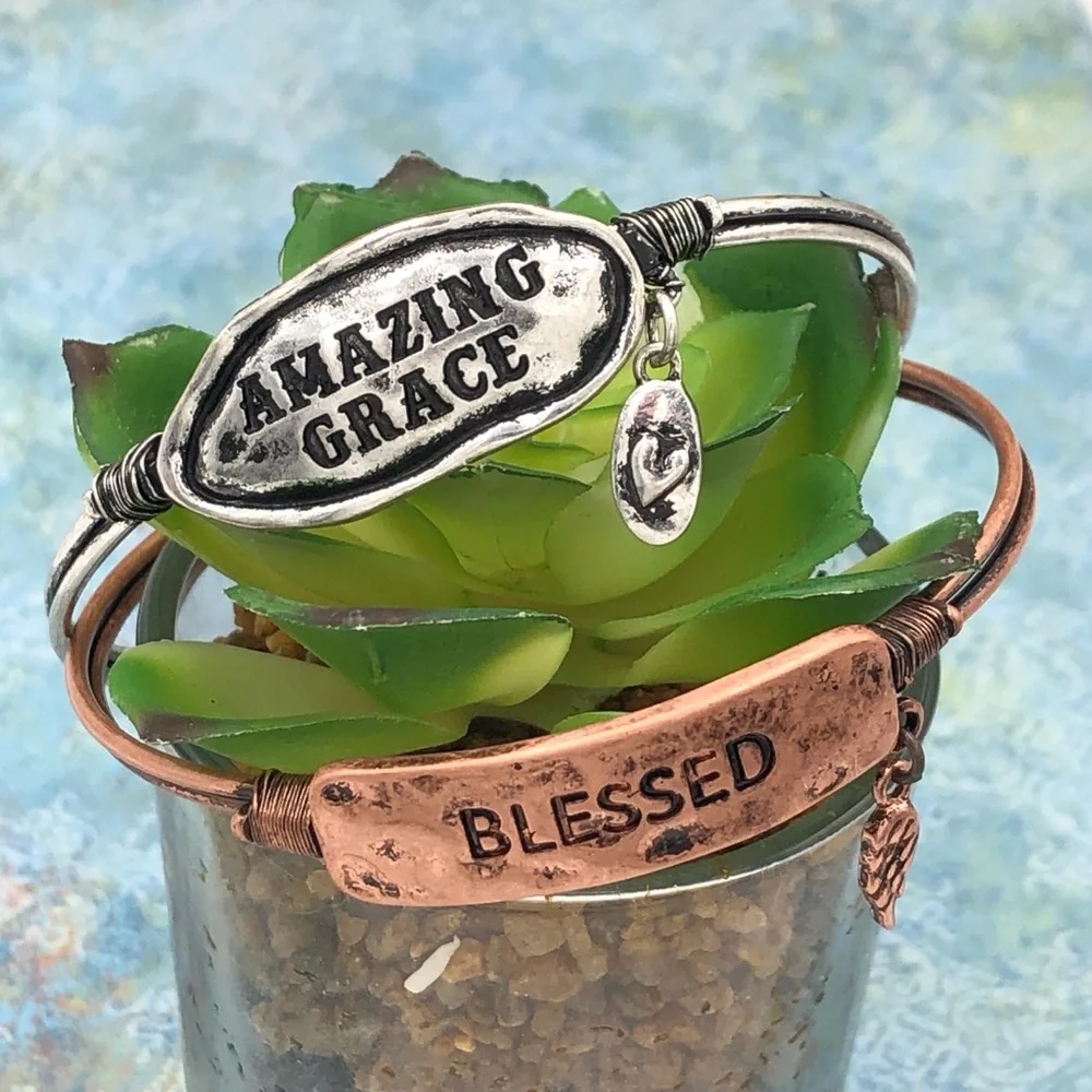🌼 Amazing Grace Or Blessed Bangle Bracelet
